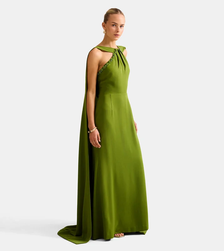 Forever New  ABIGAIL Embellished Cape Detail Evening Dress for Women | Best Price UAE